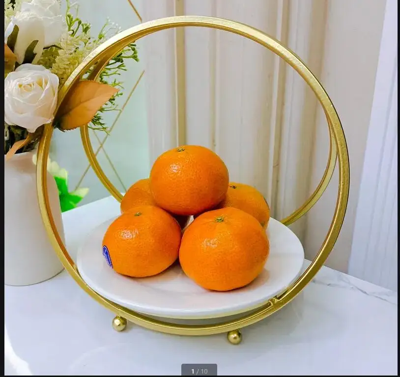 Iron Ceramic Cake Pan Stand Fruit Basket Dessert Plate Display Sushi Snack Tray Refreshment