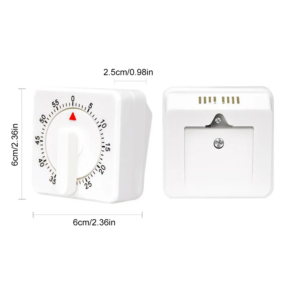 60 Minutes Mechanical Timer Square Kitchen Cooking Baking Reminder Clock Digital Study Training Timer Countdown Stopwatch