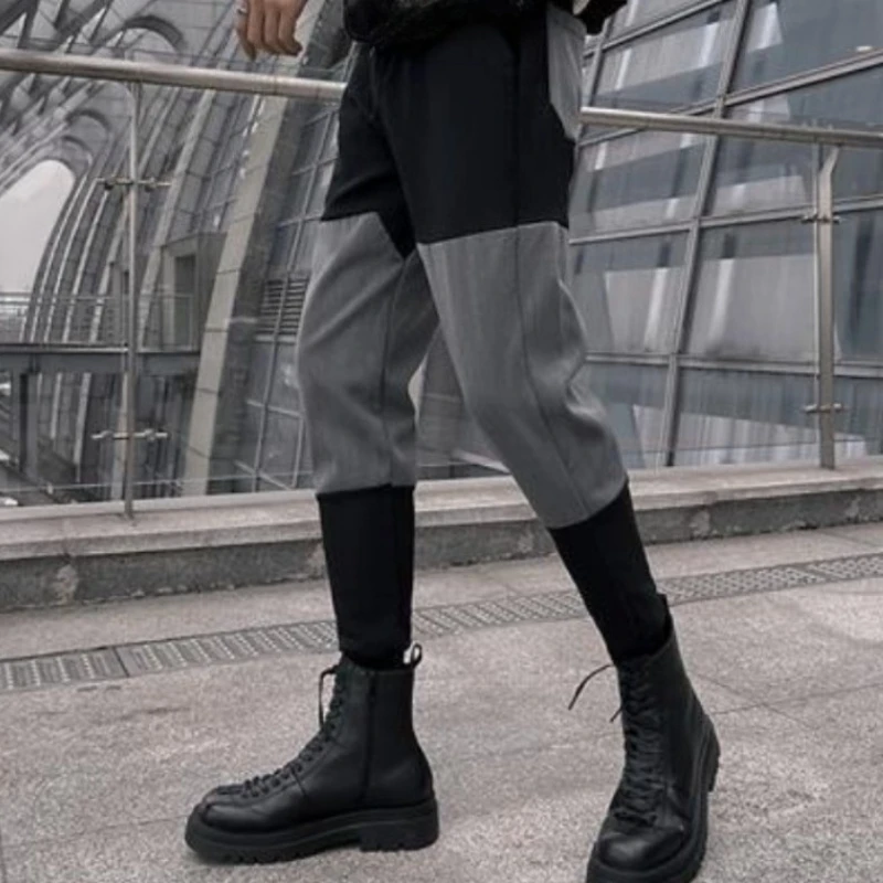 

Men's Sweatpants Fleece-lined and Extra Thick Trousers Splicing Colour Deals Essential Trend Korean Y2k Cool Male Sports Pants