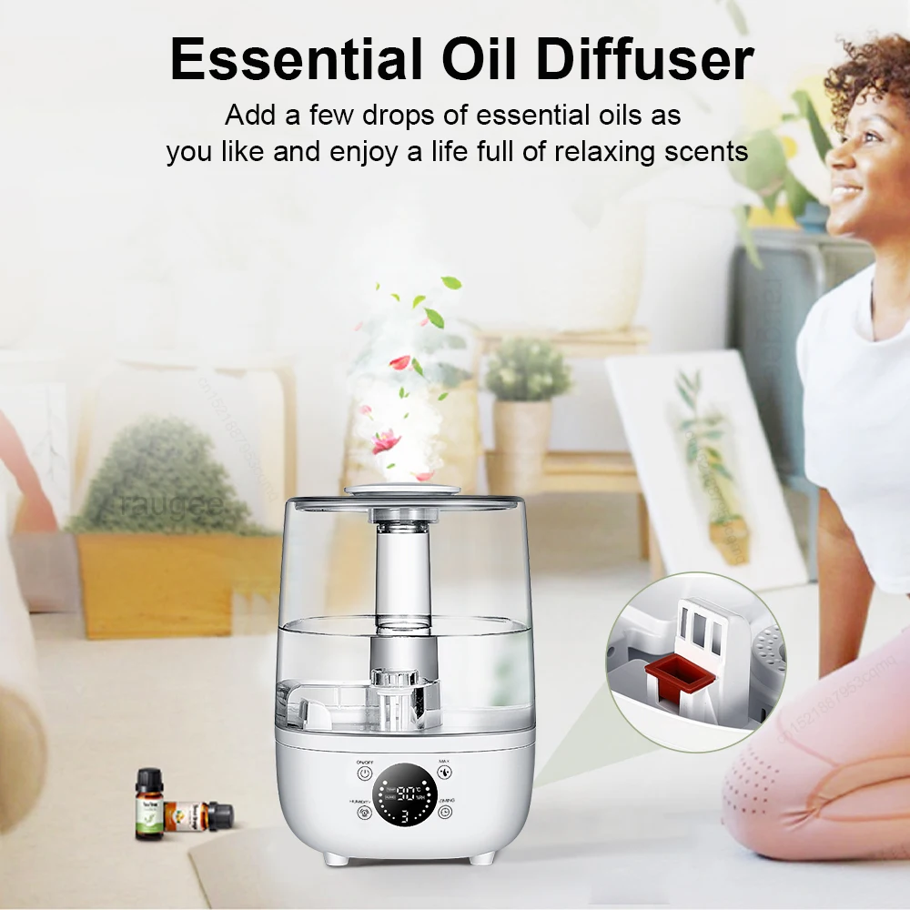 Air Humidifier Home Essential Oils Humidifiers Ultrasonic Aroma Diffuser 4L Large Capacity Aromatherapy Humidifiers Diffusers