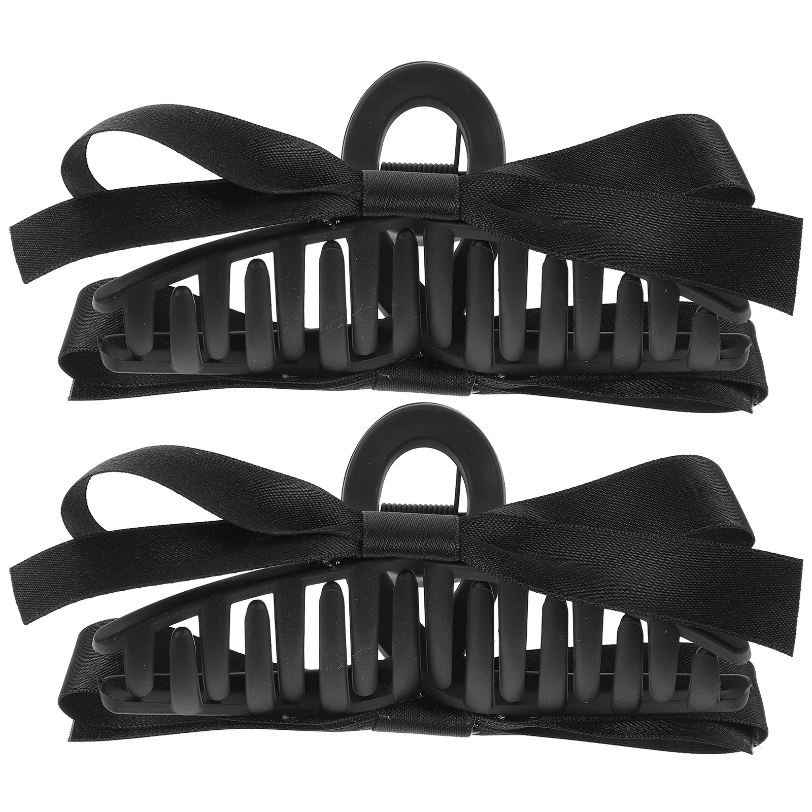 

2pcs Black Double Bow Hair Claw Clips Large Size Durable Grip Fashion Accessories Women Styling Thick Thin Hair Shark Clip