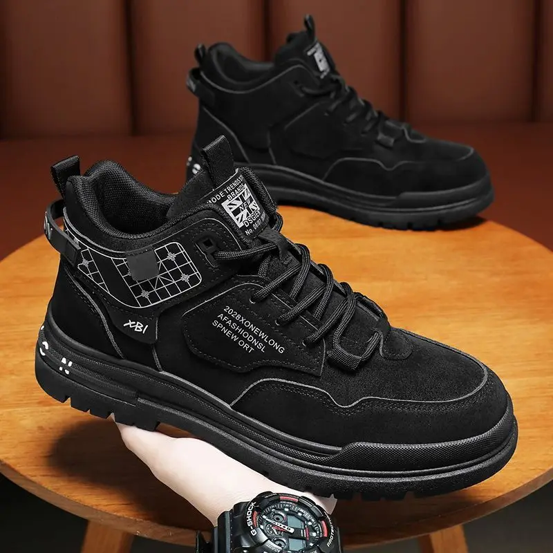 Spring Autumn Booties Boots for Men Lace Up Hiking Platform Outdoor Man Shoes New Comfortable Footwear Size 44 Low Price Retro