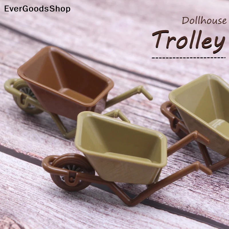 

New 1Pc 1:12 Dollhouse Miniature Cart Trolley Mini Trailer Farm Tool Model Garden Furniture Decor Toy