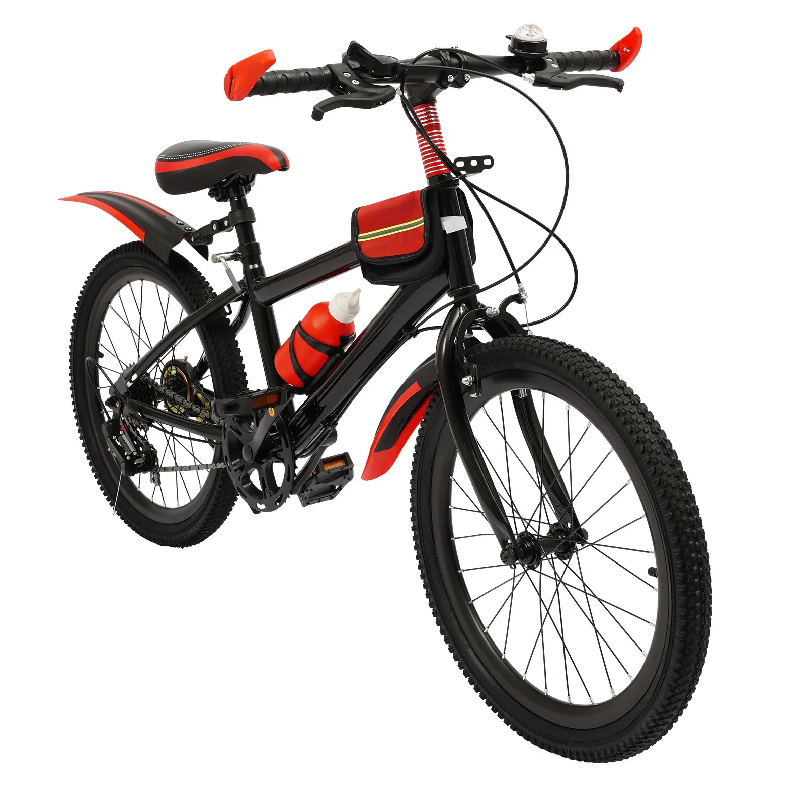 20" 7 Speeds Mountain Bike for Kids, Adjustable Height MTB Bicycle , Kids Bike for Boys Girls 1.3-1.5m with Dual-Disc Brake