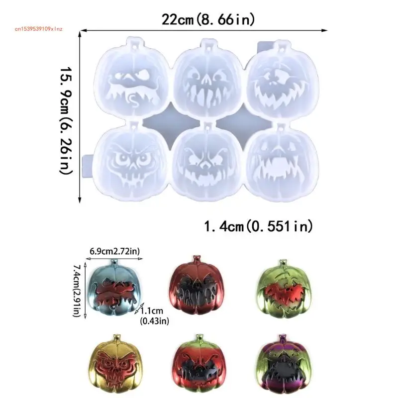 6 Shapes Pumpkin Listing Mold Resin Silicone Mold for DIY Craft Jewelry Tool