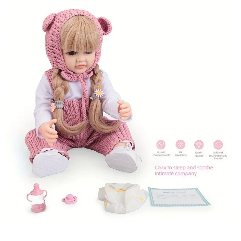 

Realistic Reborn Baby Girl Dolls Lifelike Newborn Soft Vinyl Cloth Waterproof Body with Premium Feed Kit Gift Set for Kids Girls