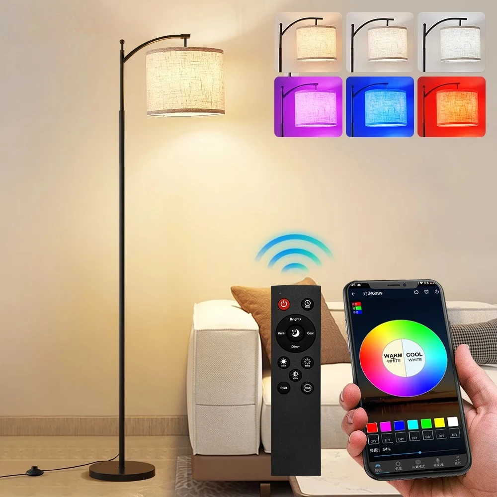 Nordic LED Floor Lamp with RGBW Ambient Lighting APP Pickup DIY Colour Customisation Design Home Bedside Lamp Room Decor