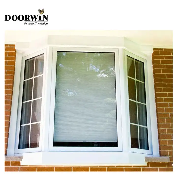 Doorwin New Design Triangle Aluminum Clad Wood Fixed Awning Glass 6 Foot Sliding Bay Triangle Fixed Bay-bow Window