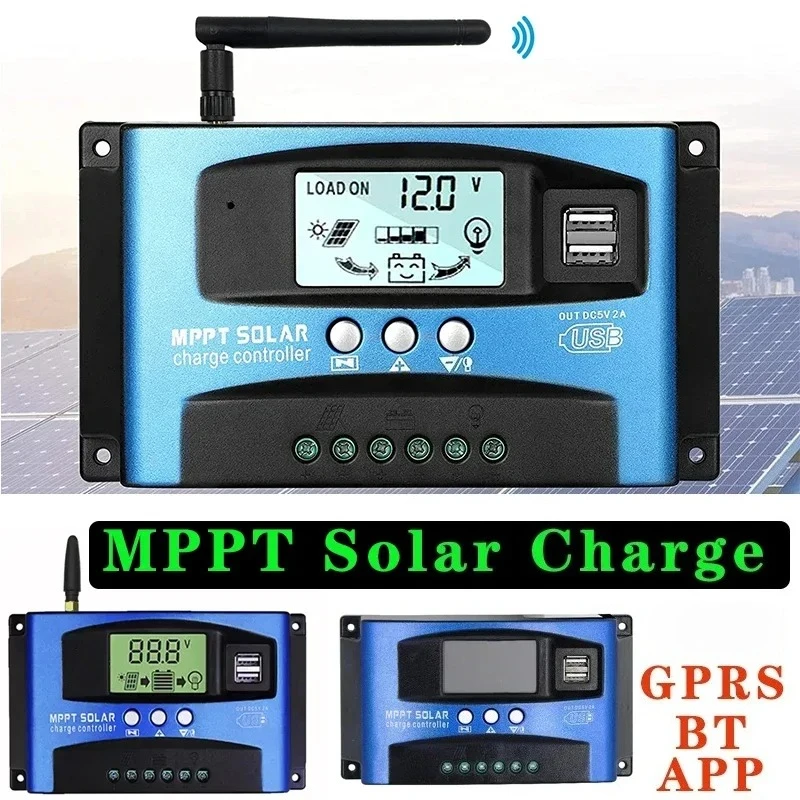 

12 В/24 В BT Style -- GPRS Bluetooth MPPT Контроллер заряда солнечной батареи 30A-100A Двойной USB ЖК-дисплей Регулятор зарядного устройства на солнечной пластине