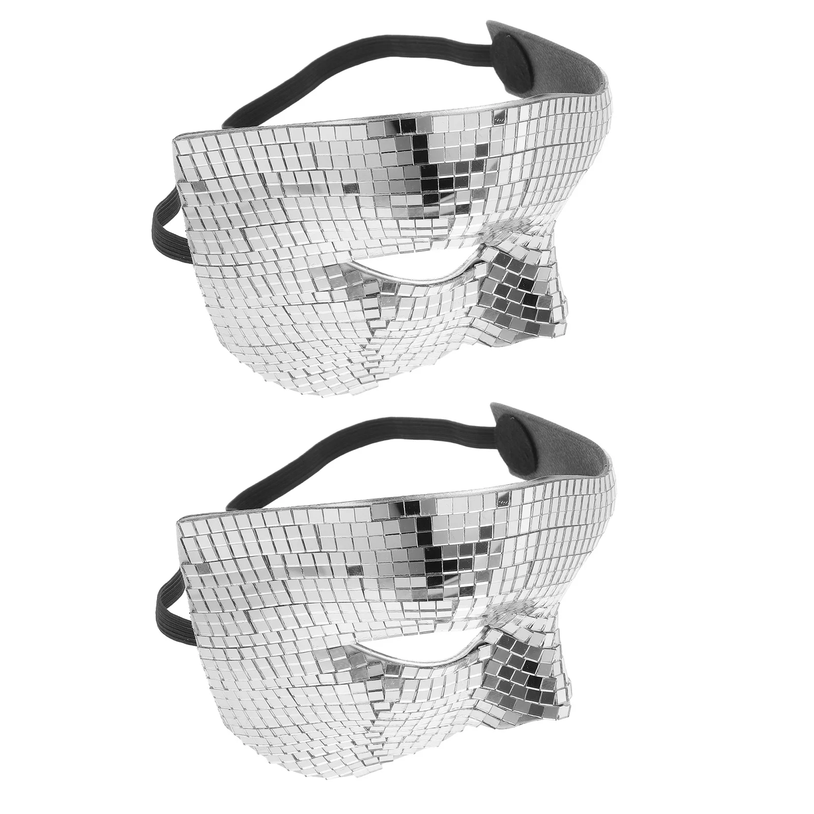 

2Pcs Reflective Disco Half Face Mask Mask Halloween Carnival Party Costume Party Face Masks Costume Props