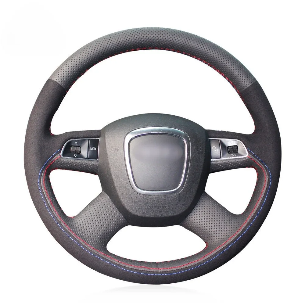 

Чехол на руль из искусственной кожи и замши, сшитый вручную, противоскользящий, дышащий, для Audi A4 B7 B8, A6 C6, Q5 (аксессуары для интерьера автомобиля)