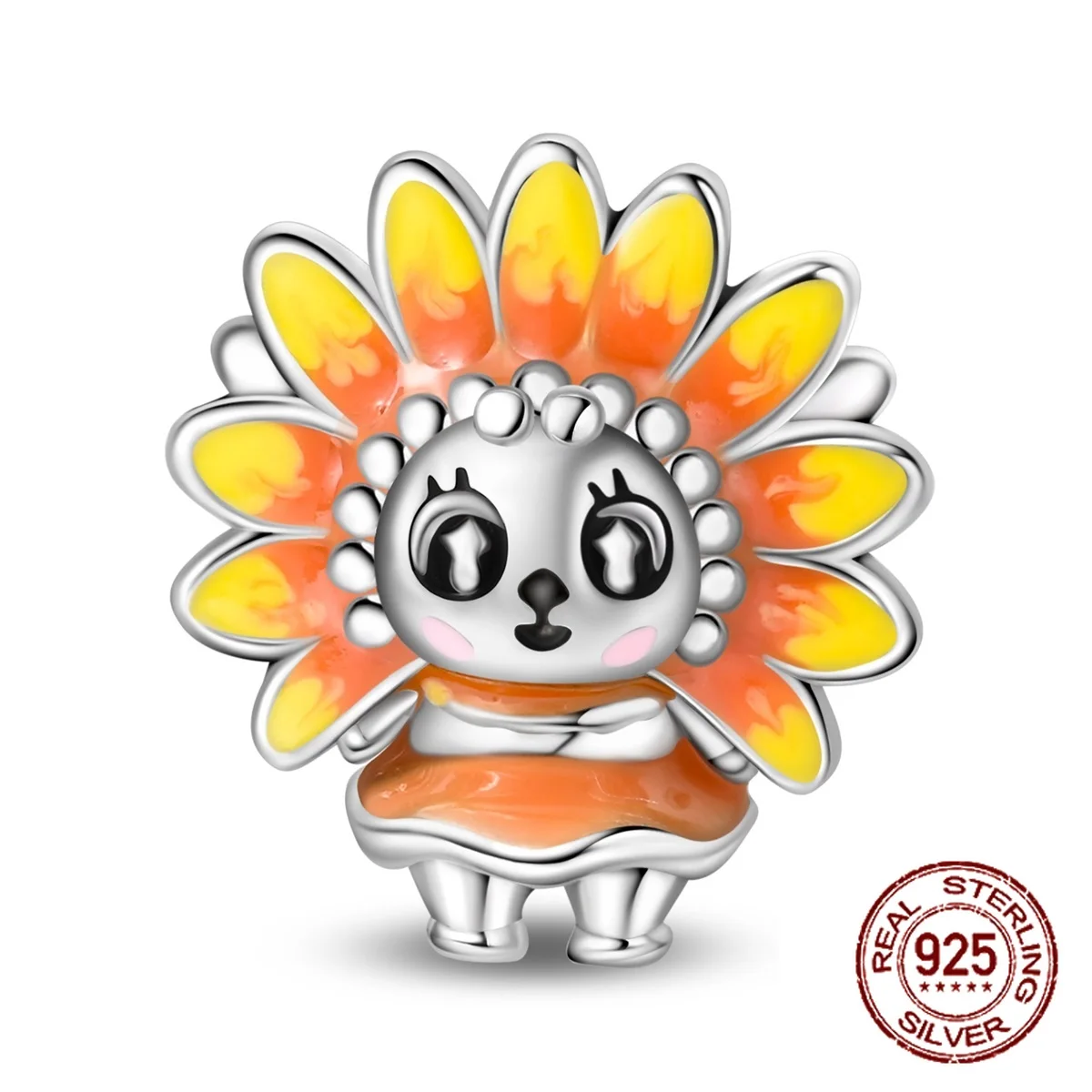 

Бусины-шармы из стерлингового серебра 925 пробы в виде милой фигурки подсолнуха, подходят для оригинальных браслетов-шармов, подарок для женщин, для создания украшений своими руками