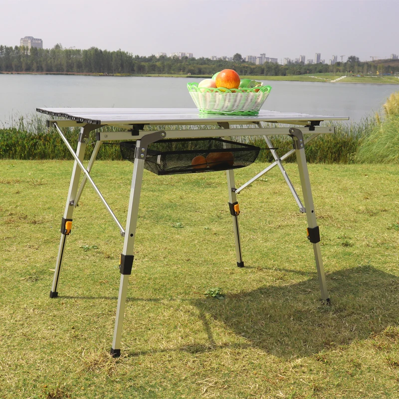 Aluminum Alloy Outdoor Folding Table Retractable Lifting Camping Barbecue Table Outdoor Egg Roll Aluminum Surface Lifting Table