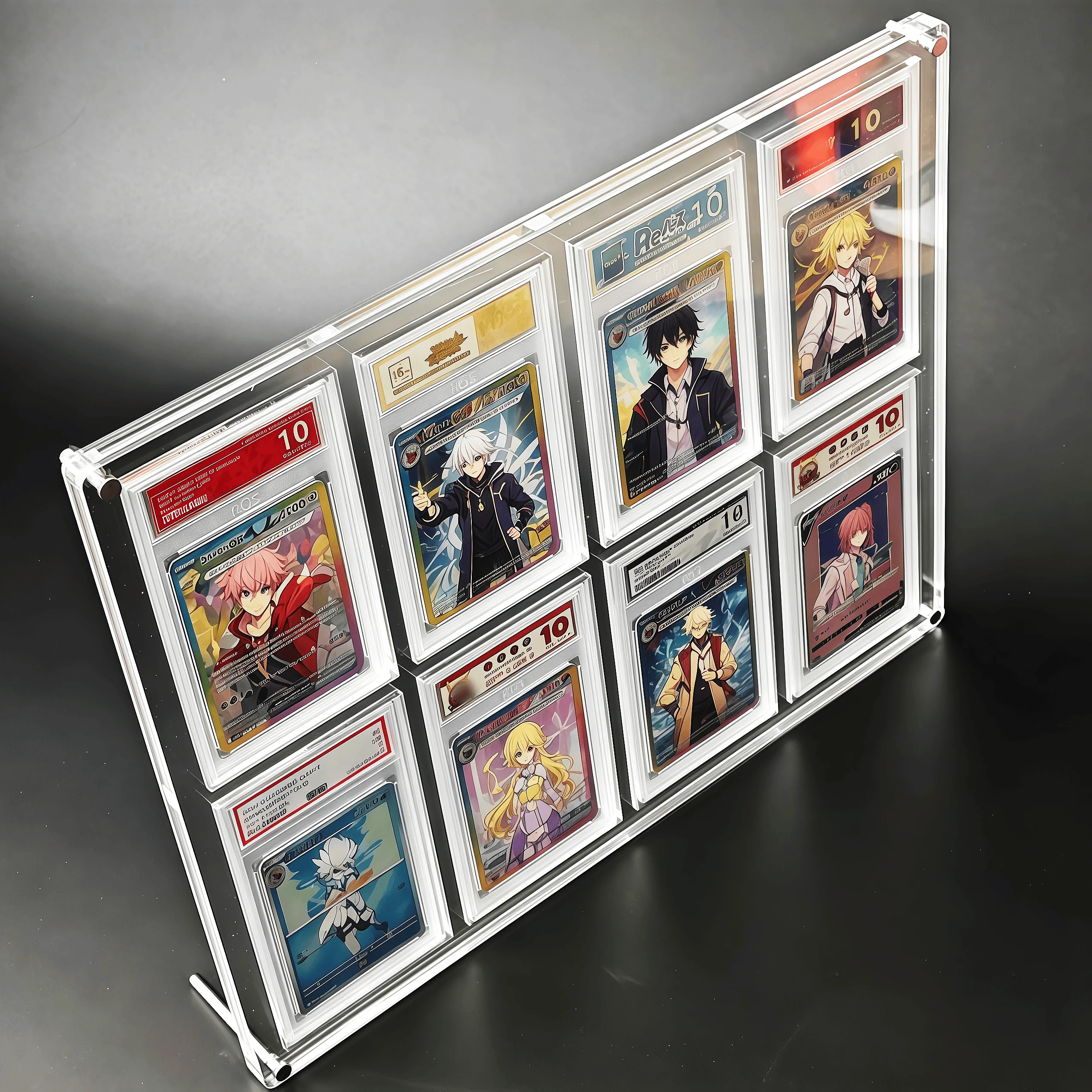 Trading Rating Card Display Stand 8 Slot Acrylic Holder for PTCG 35PT Graded Cards