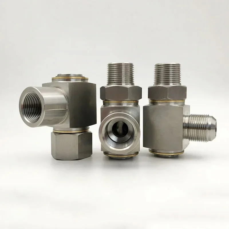 1PCS Hydraulic Rotary Joint Universal  360 Degree High Pressure   Rotating Right Angle Inch Thread