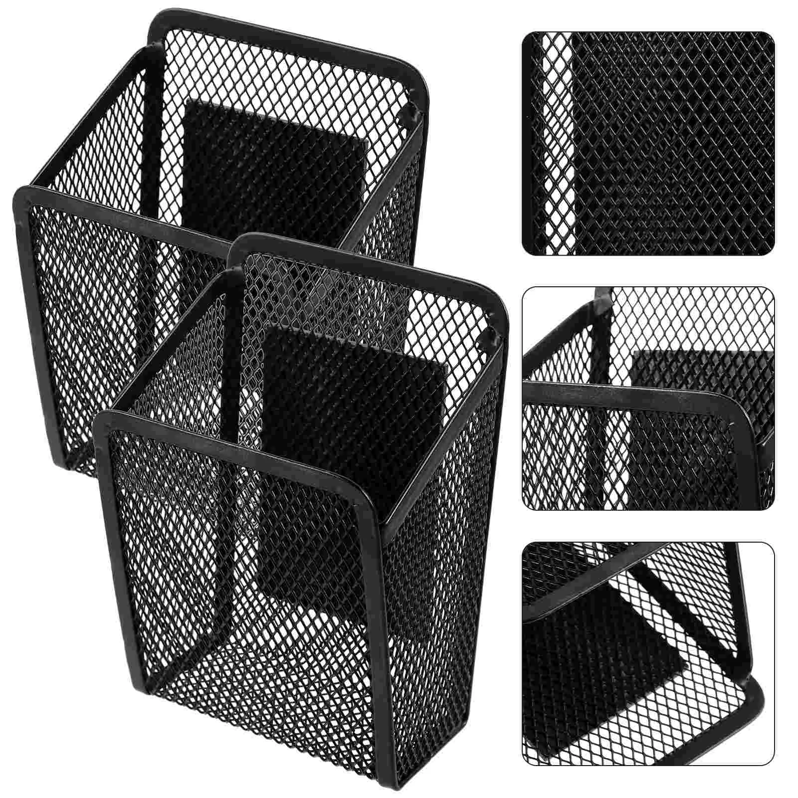 2 Pcs Storage Basket Practical Pen Holder Metal Pencil Accessories Magnetic Marker Iron Locker