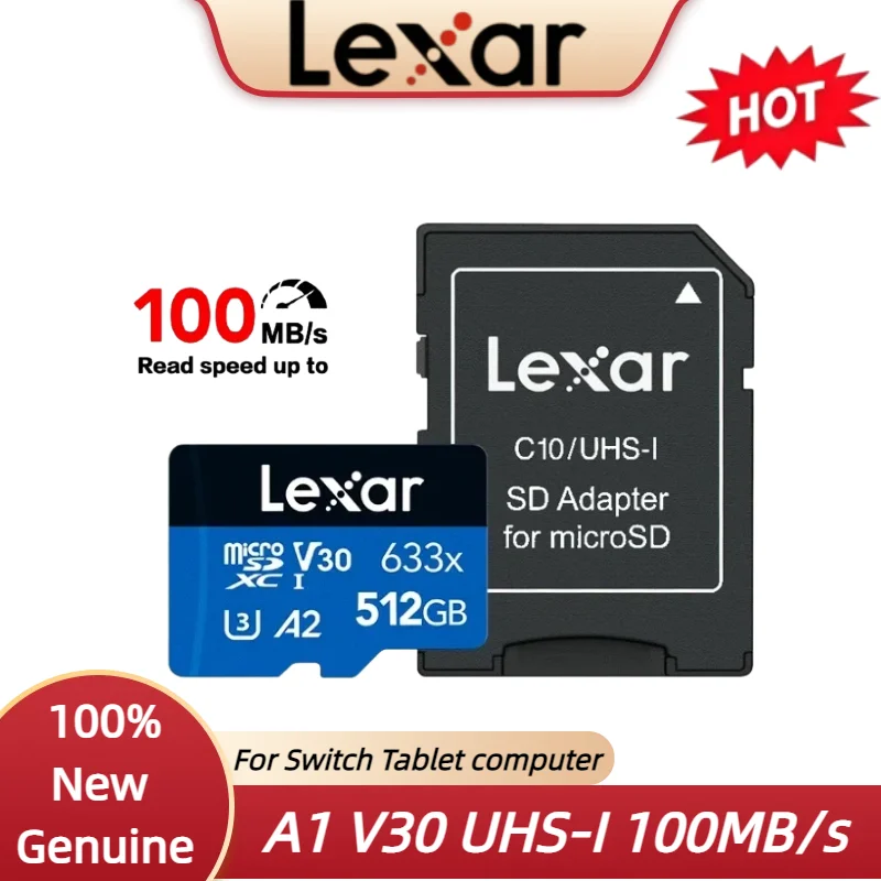 Original Lexar Class 10 A1 Memory Card 256GB 128GB 64GB SDXC V30 U3 32GB SDHC V10 U1 Lexar 633x Micro SD Card Flash Microsd