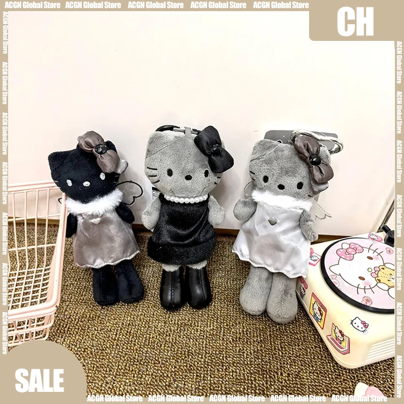 

15 см NIC Черный Серый Ангел Демон Длинные Ноги Кошки Серебряная Плюшевая Игрушка Аниме Манга Милый Настольный Орнамент Украшения Игрушки Подарки Дети