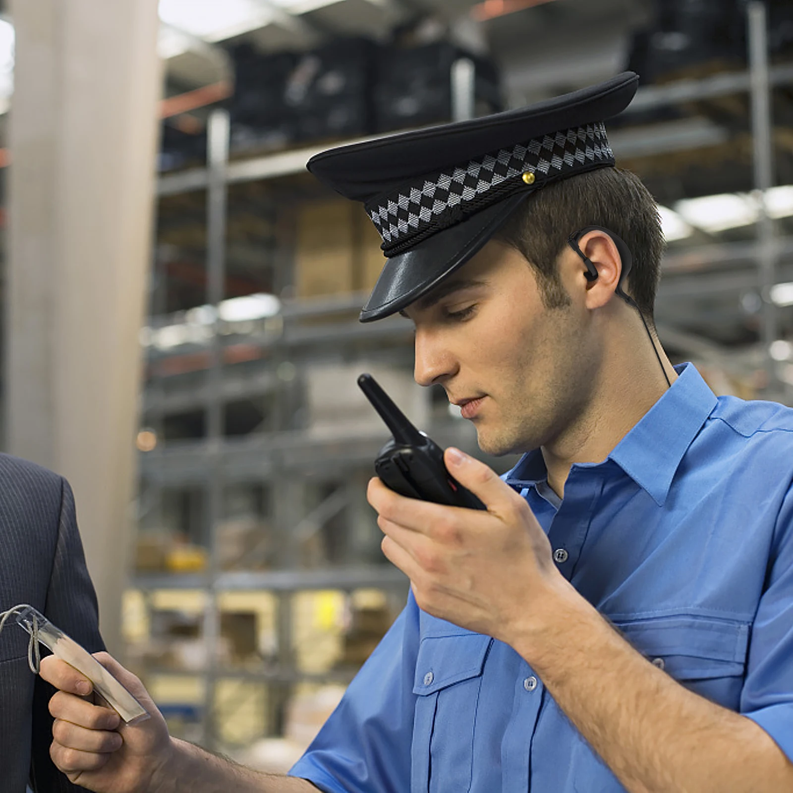 2 szt. Zestawów słuchawkowych z zaczepem na ucho, wytrzymałe przewodowe słuchawki interkomowe do walkie-talkie, do hoteli, restauracji, magazynów, supermarketów.