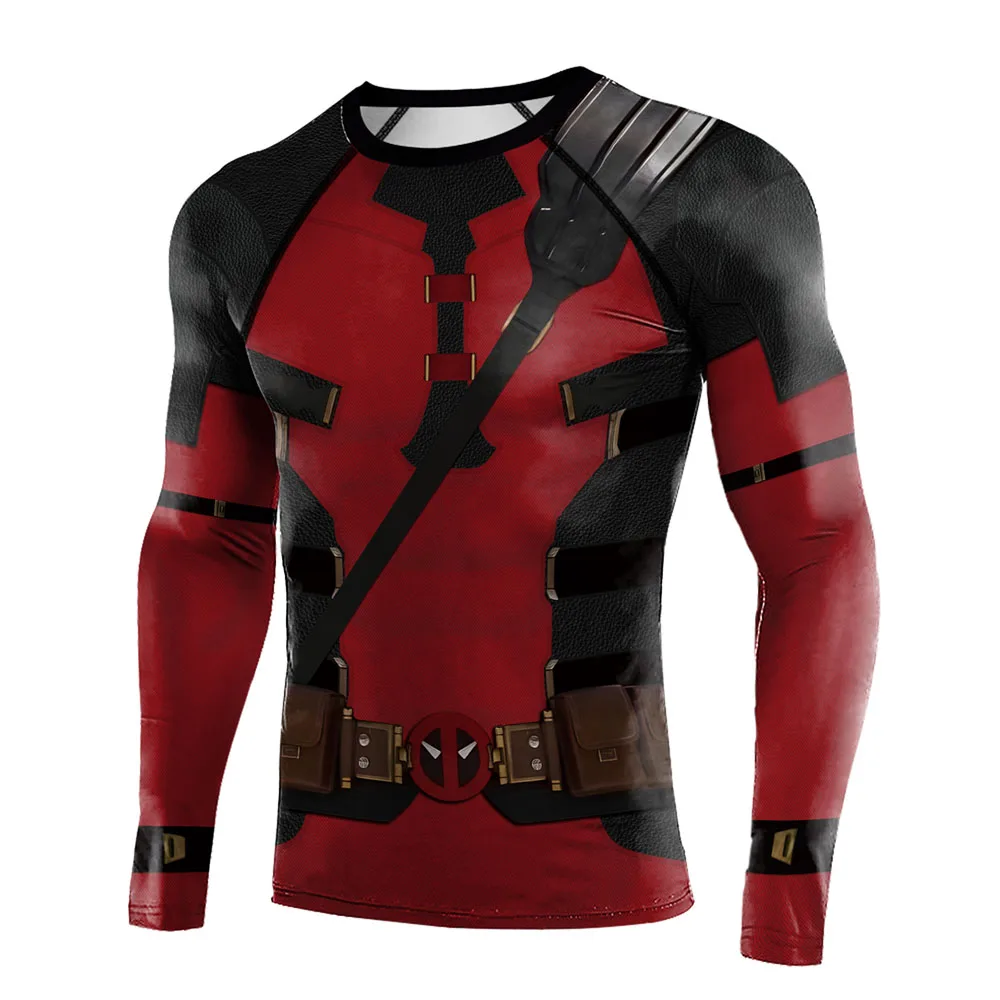 Deadpool Wolverine Cosplay Kostuum Man Tops Halloween Superheld Deadpool Cosplay Compressie Tee Tops Party Volwassen Mannen T-Shirt