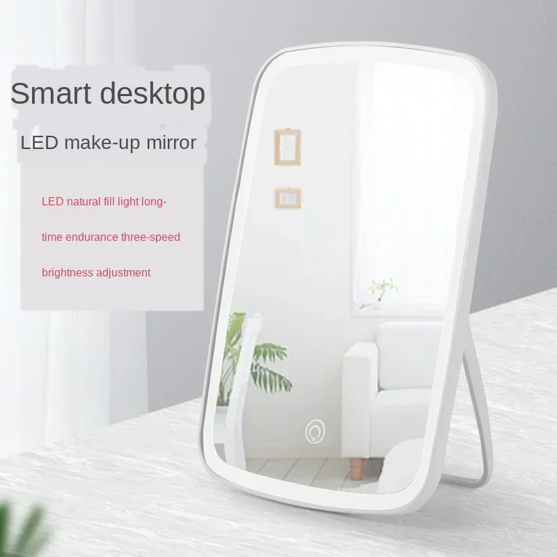 Portable Makeup Mirror With Led Light Touch Screen 3color Light Vanity Folding Dressing Mirror Light Home Beauty Tools