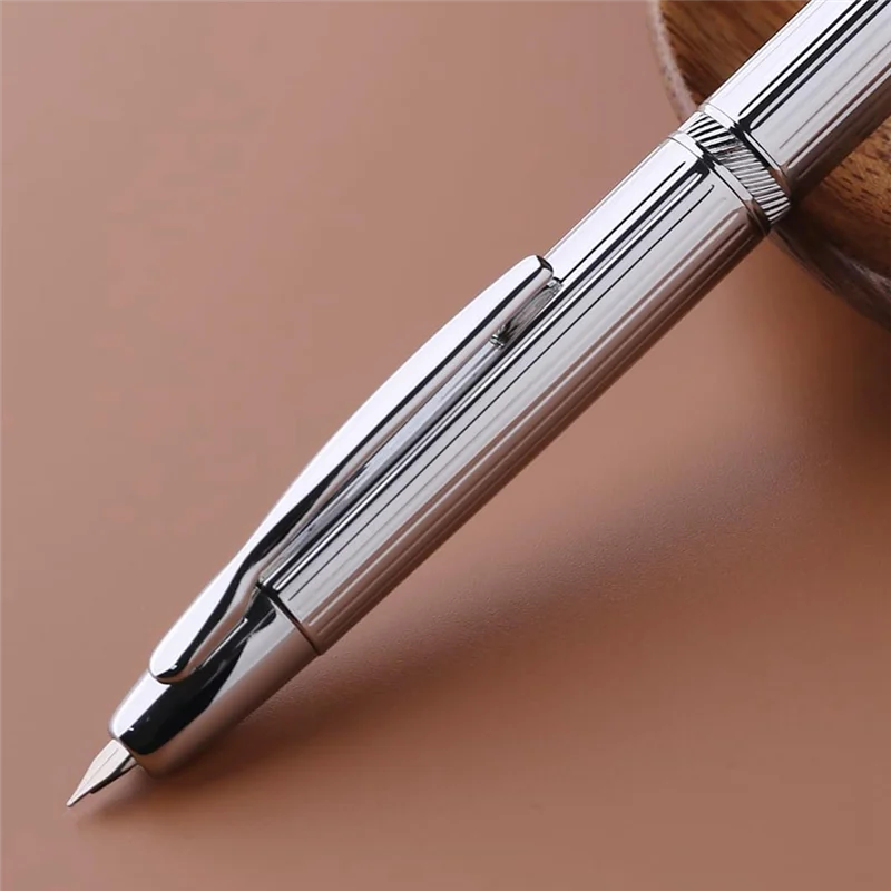N34R-Press Retractable Fountain Pen 0.4Mm Extra Fine Nib Stripe Ink Fountain Pen For School Office Supplies Writing