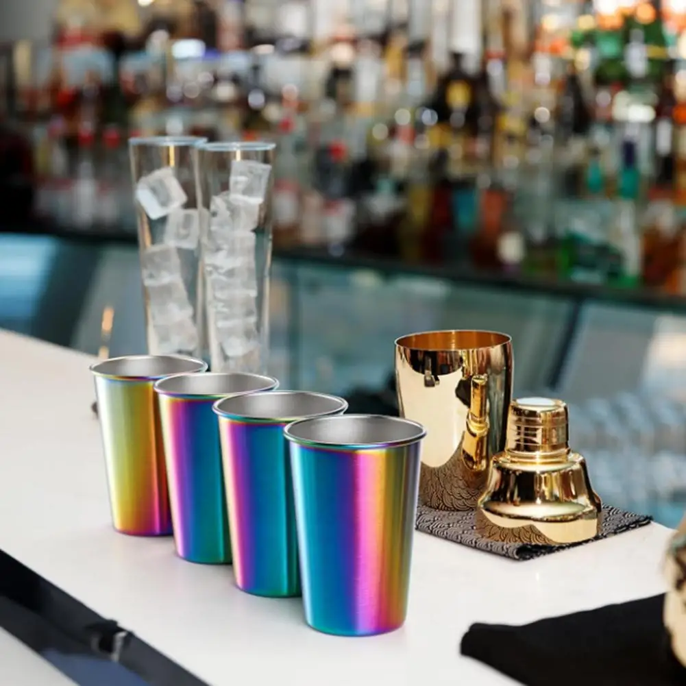 304 Stainless Steel Tumbler with Rolled Edge for Beer Coffee Water Juice For Outdoor Picnic BBQ Home 10x10x13cm