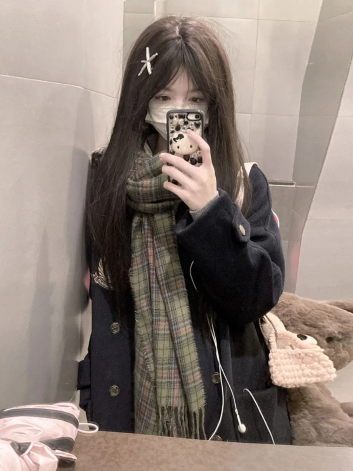 

Korean Style Woolen Coat Medium Length College Style Women's Outerwear Spring Fashionable Small Size Popular Coat