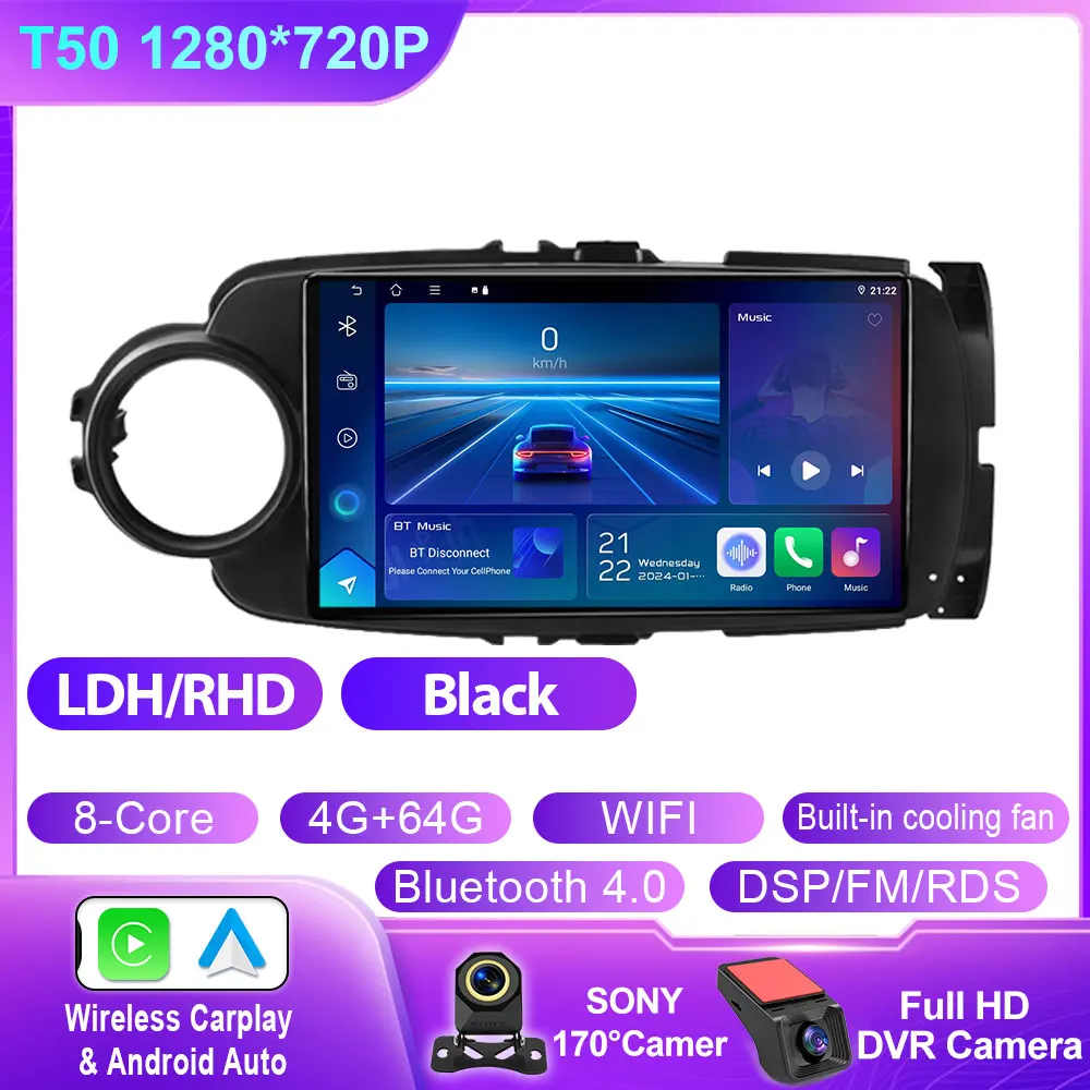 Android 15 Carplay Autoradio Voor Toyota Yaris 2012 2013 2014 2015 2016 2017 LHD RHD Navigatie GPS Multimedia speler Stereo WIFI