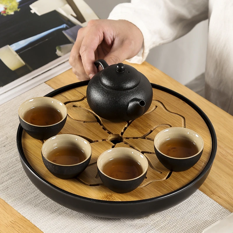 Bamboo Tea Tray, Pu\'er Tea Board, Drainage Water Storage, Kung-Fu Tea Set Tea Table, Chinese Tea Room Board, Ceremony Tools, 1Pc