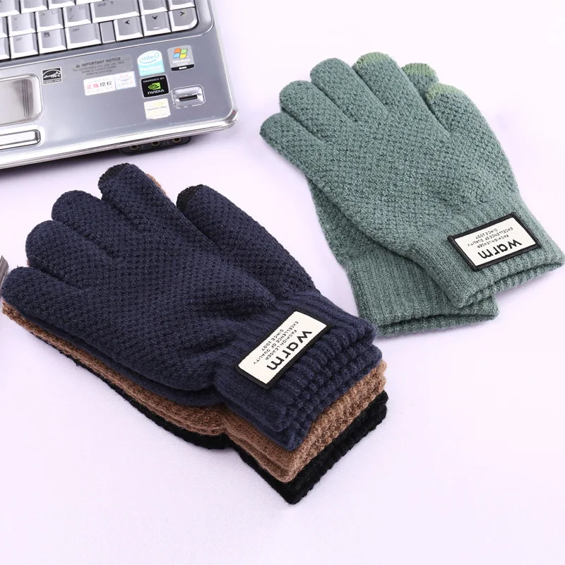 Winter Men Knitted Gloves Touch Screen High Quality Male Mitten Thicken Warm Wool Cashmere Solid Men Business Gloves Autumn