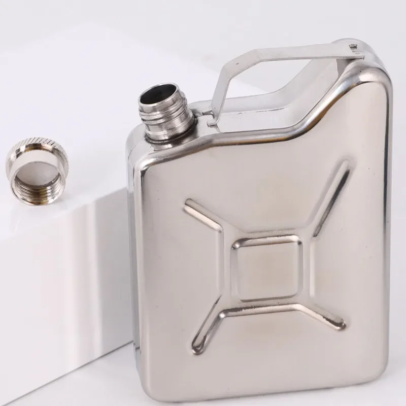 5 Oz Thickened Stainless Steel Portable Carry-on Outdoor Wine Set Steel Oil Pot Oil Barrel Type Wine Pot Camping Cookware