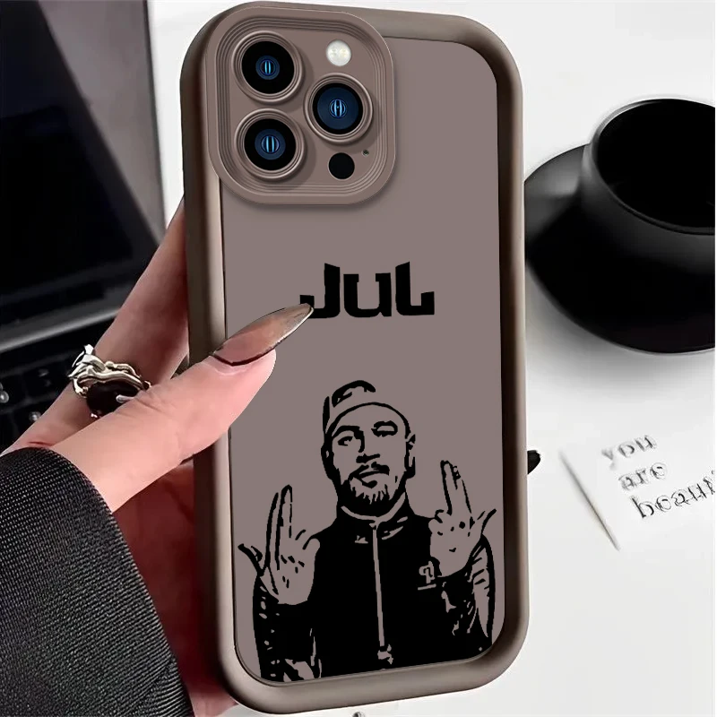 Rapper Jul Case for iPhone 16 15 14 13 12 11 Pro Max XS X XR 8 7 6S 6 Plus SE 2020 Liquid Soft Silicone Shockproof Cover Funda