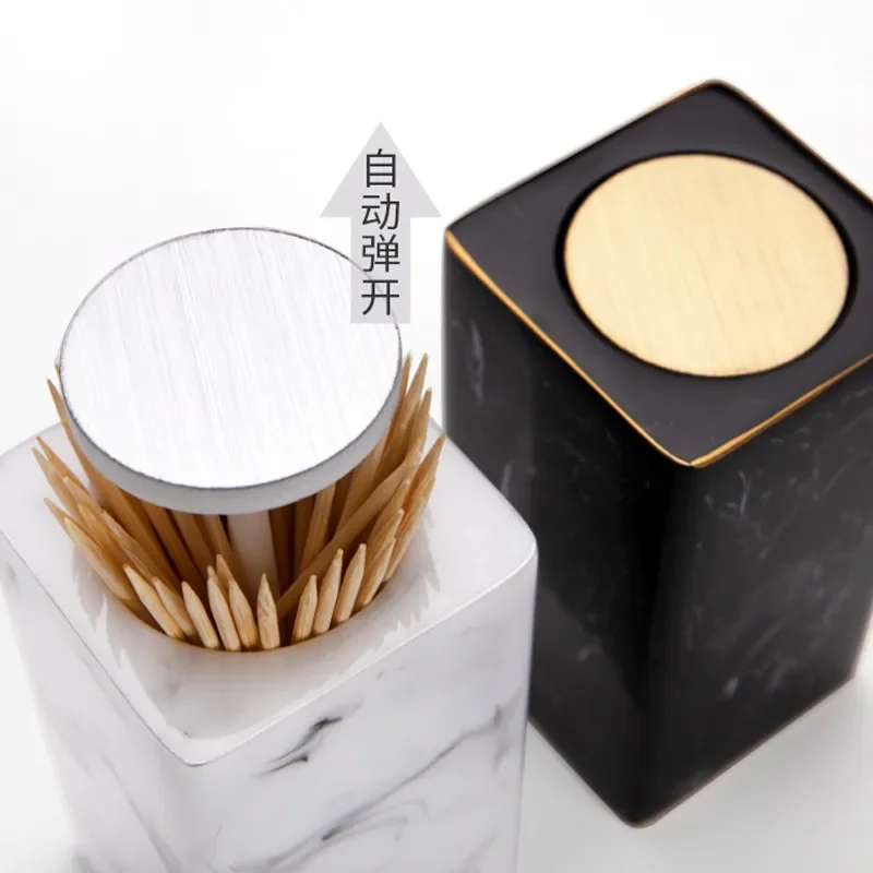 Household Toothpick Holder Cotton Swab Box Living Room Bathroom Desktop Toothpick Jar Hotel Restaurant Portable Storage Box