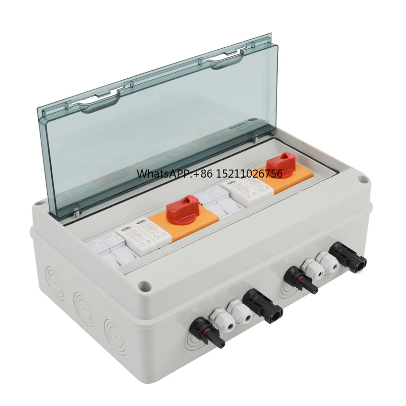 Dc Combiner Box 1000V 25A 2 In 2 Out 2 Strings Pv Combiner Box For Photovoltaic System Solar Panels