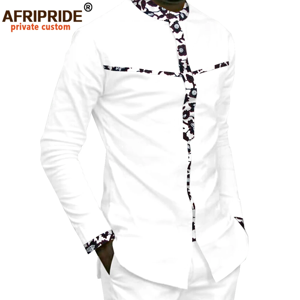 2024 Spring African Dashiki Casual Shirt for Men AFRIPRIDE Bazin Richi Full Sleeve Single Breasted Men\'s Cotton Shirt A1812009
