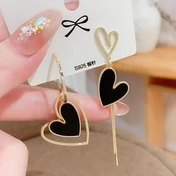 2024 New Fashion Korean Temperament Network Red Fashion Personality Everything Asymmetrical Love Earrings Earrings Female