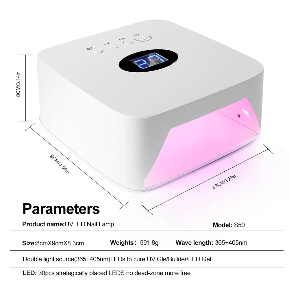 مصباح فني للأظافر قابل لإعادة الشحن مع شاشة رقمية ذكية ، مجفف طلاء الأظافر ، أدوات تزيين الأظافر للصالون والاستخدام المنزلي ، 48 ليد #6