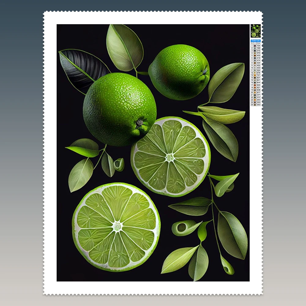Green Lemon 5D Diamond Painting Yellow Lemon Leaves Pattern DIY Diamond Embroidery Modern Fashion Room Wall Decor Hand Gifts