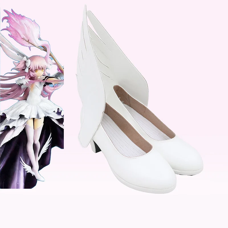 Kaname Madoka White Boots Anime Puella Magi Madoka Magica Cosplay Shoes PU Leather Shoes Halloween Carnival Boots Custom Made
