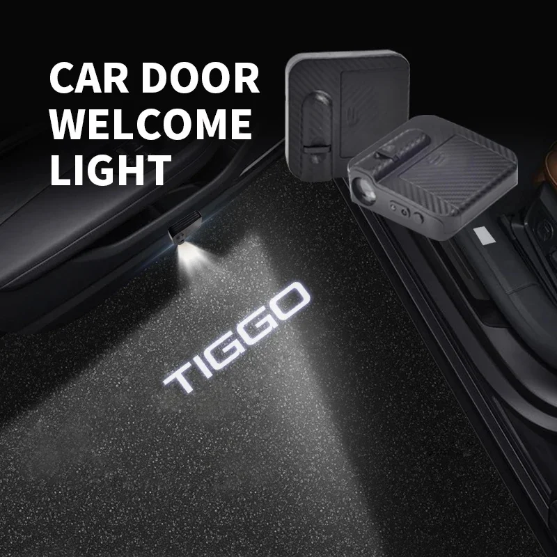 2Pcs LED For Chery Tiggo Logo TIGGO 3 5 7 8 Pro Plus Omoda Arrizo Cowin Car Door Puddle Courtesy Light HD Projector Welcome Lamp