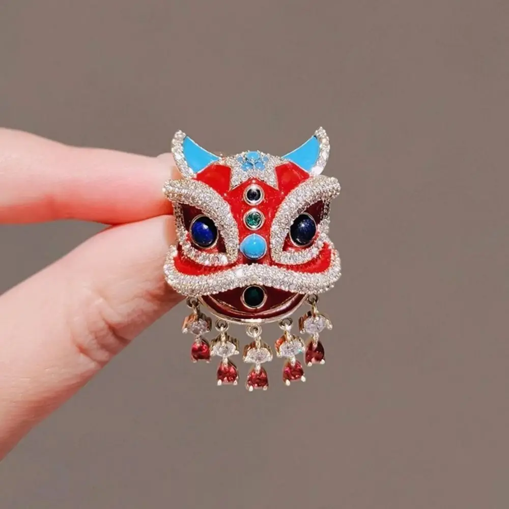 Zinc Alloy Lion Brooch Red Orange Lion Maple Leaves Maple Leaves Brooches Chinese Style Multi-Functional Coat Pin Corsage