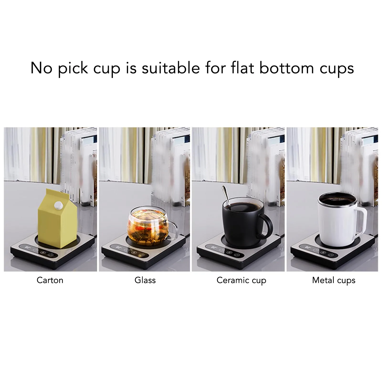 Aquecedor de xícara de café 36W Controle de toque 12h Temporização Aquecedor de caneca de café inteligente para café Chocolate quente Prata Plugue UE 220V