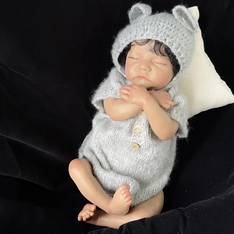 49CM Newborn Baby Doll Reborn Brown Skin Levi Sleeping Soft Silicone Flexible 3D Skin Tone Doll