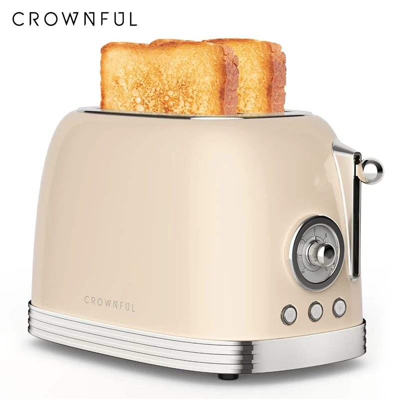 Crownful 2 Plakjes Broodrooster voor Sandwiches Wafels Extra Brede Sleuf Broodroosters Elektrische Keuken Dubbele Oven 120V Mini Broodrooster