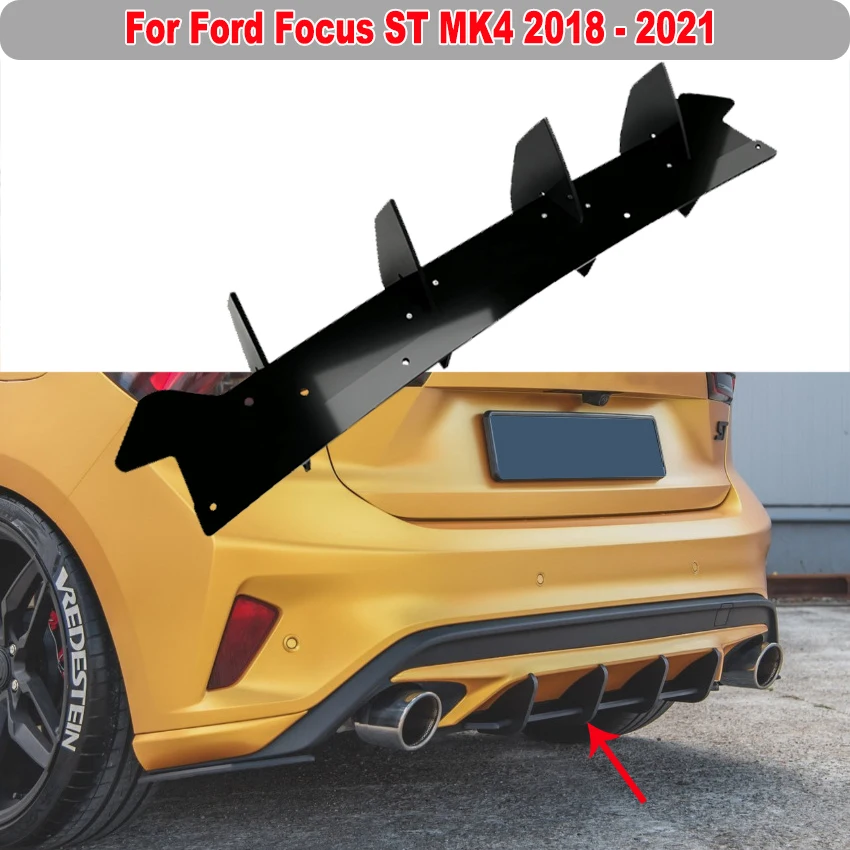 

Rear Bumper Diffuser Splitters Spoiler Canards Cover Trim Protector Air Knife For Ford Focus ST MK4 2018 - 2021 Car Accessories