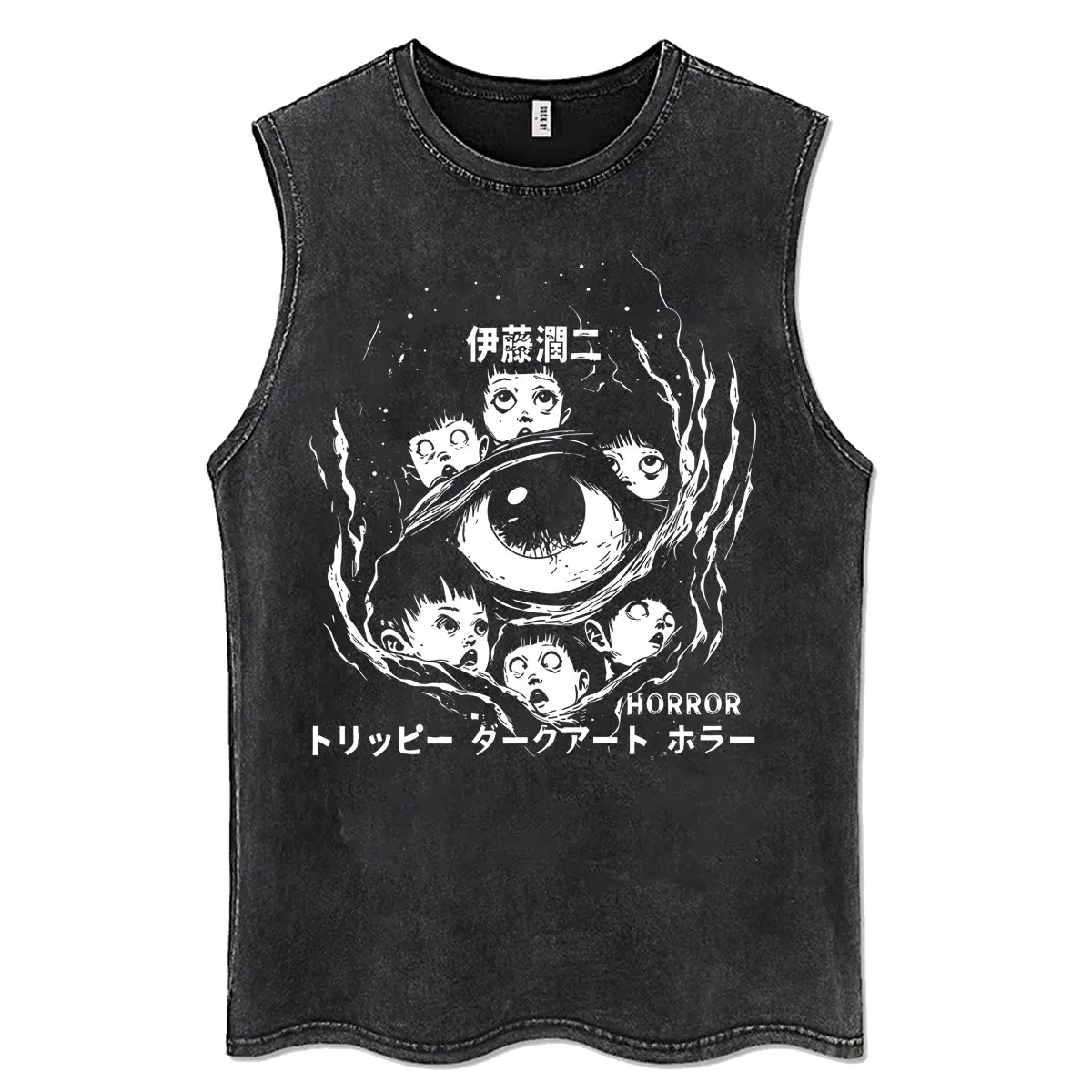 Horror Anime Tomie Junji Ito Vintage Washed Tank Tops Men Women Casual Manga T Shirts Unisex Oversized Sleeveless Vest T-shirt