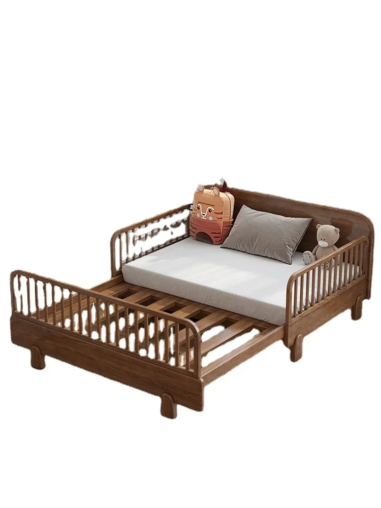 

Solid Wood Children's Bed with Fence Boy Bedroom Girl Push-Pull Retractable Bed