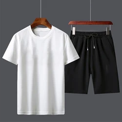 Summer New Men's Short-sleeved T-shirt Shorts Two-piece Sports Casual Suit Solid Color Summer Suit