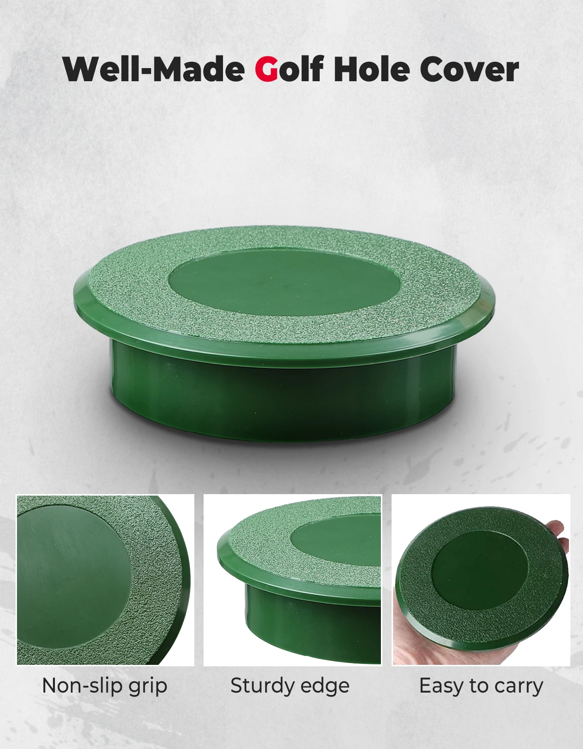 KEMIMOTO Golf Cup Cover Backyard Practice Putting Green Golf Course Hole Sturdy ABS Hole Cup Cover Fit USGA Regulation